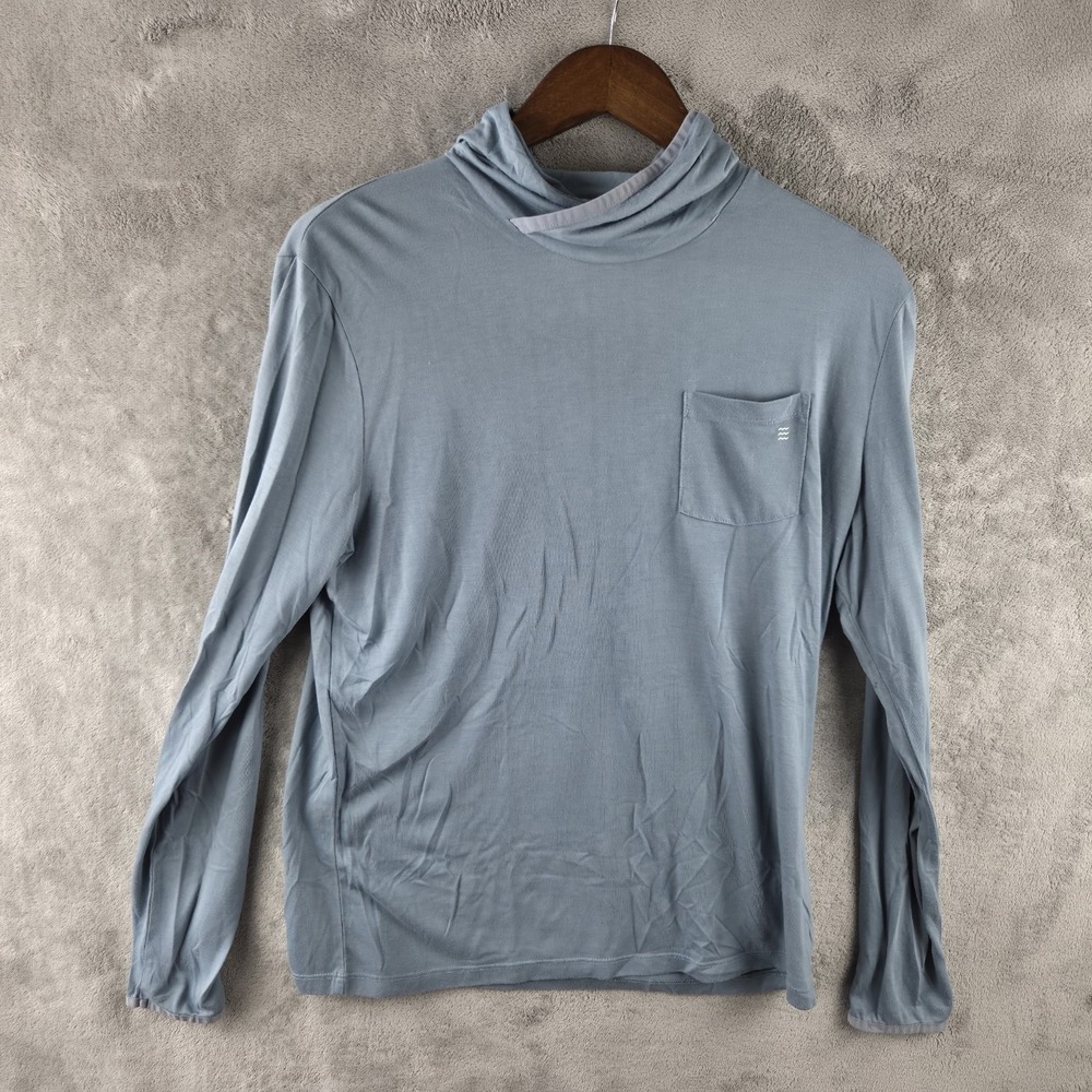 Free Fly Mens Bamboo Lightweight Hoodie Blue Long Sleeve Shirt Size Medium